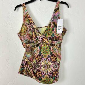 NWT Tankini Tank Top Swim Piece Marrakesh Paisley Bold Vibrant Padded Floral